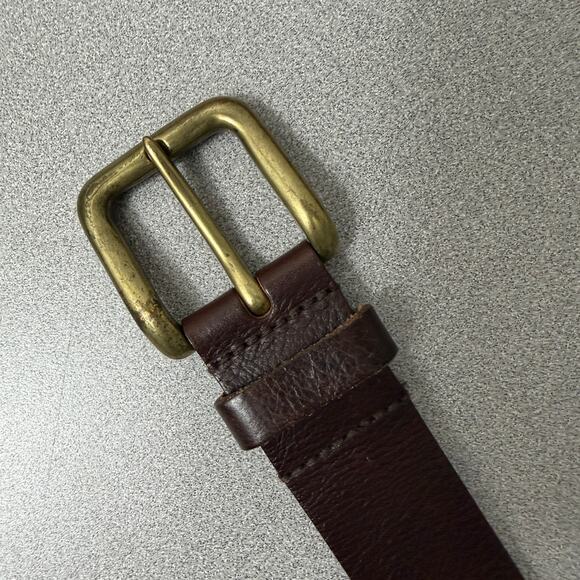 Eddie Bauer Leather Belt Mens 36? Brown Brass Classic Casual Preppy Pebbled - Picture 5 of 9